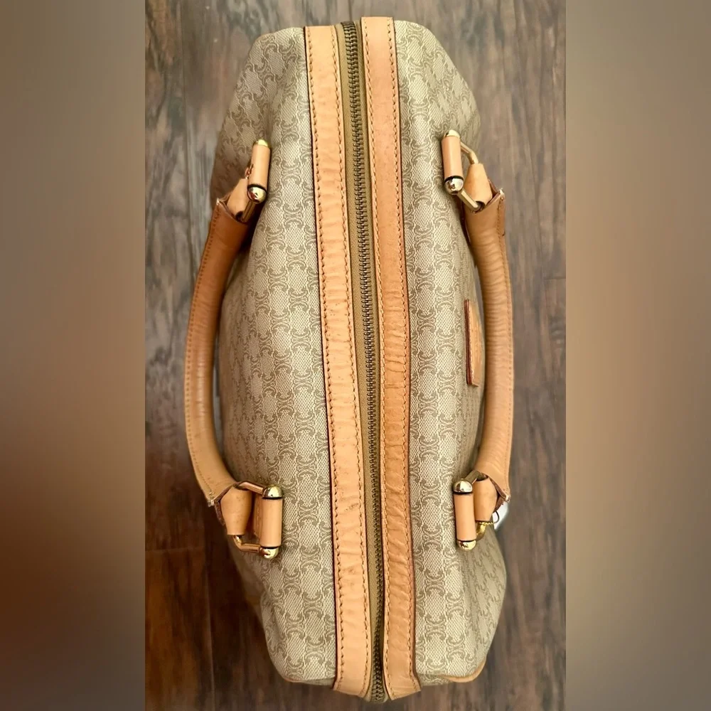 Celine Macadam Boston Bag Beige / Light Brown Coated Canvas - Picture 5 of 16